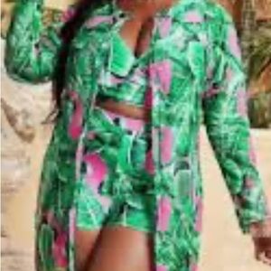 Tropical Green and Pink Women's Swim Set